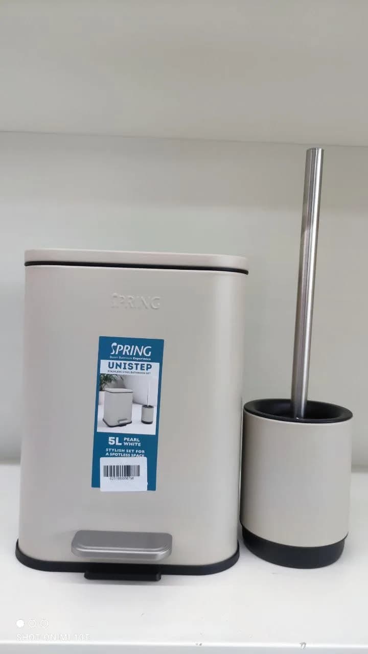 طقم سطل مستطيل ستانلس 5L + فرشاة SPRING